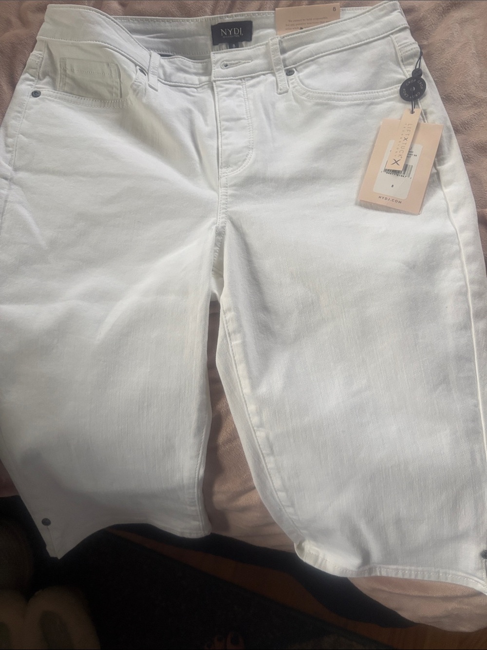 NYDJ White Cropped Denim Shorts